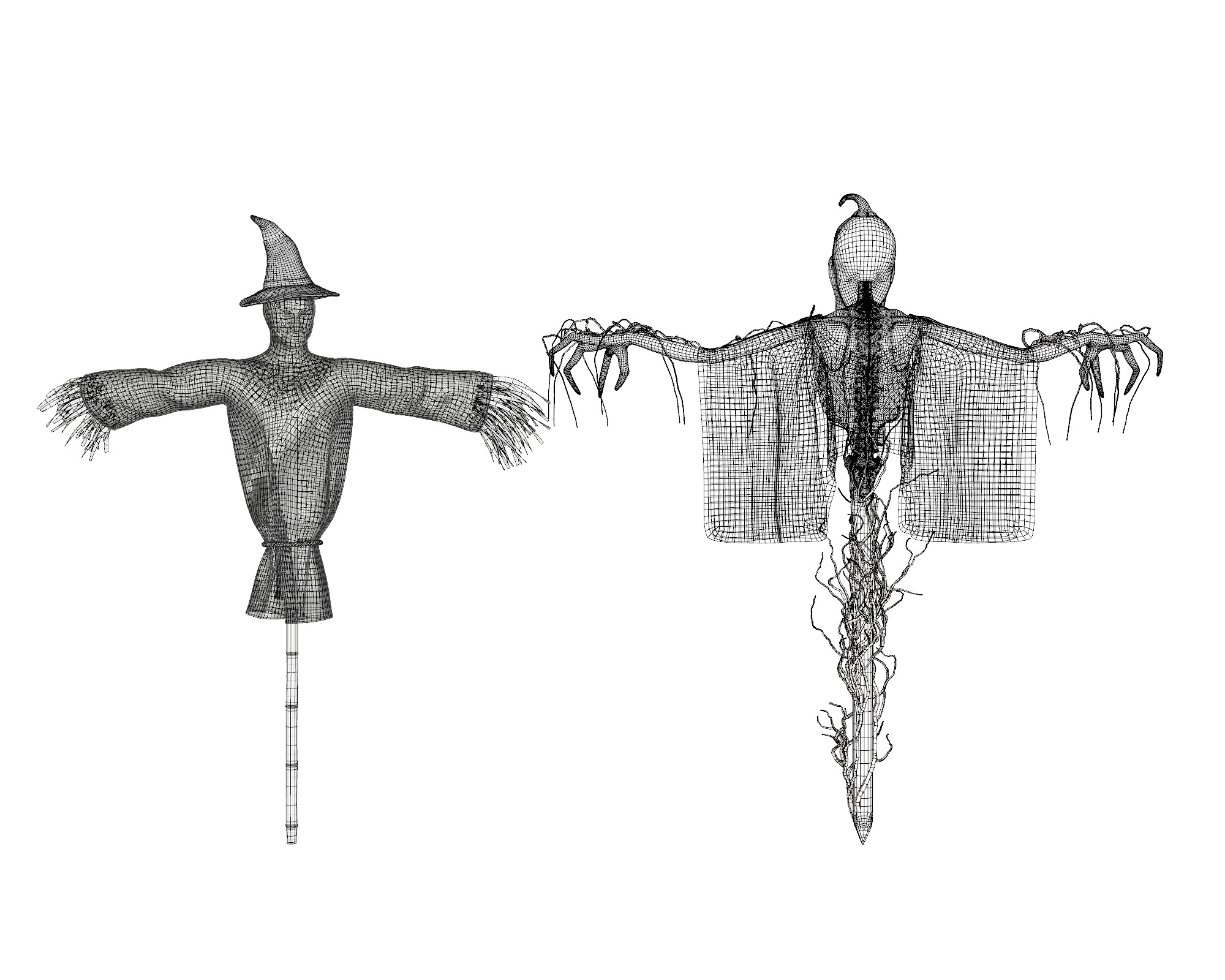 Scarecrow Halloween Low-poly 3D model_19
