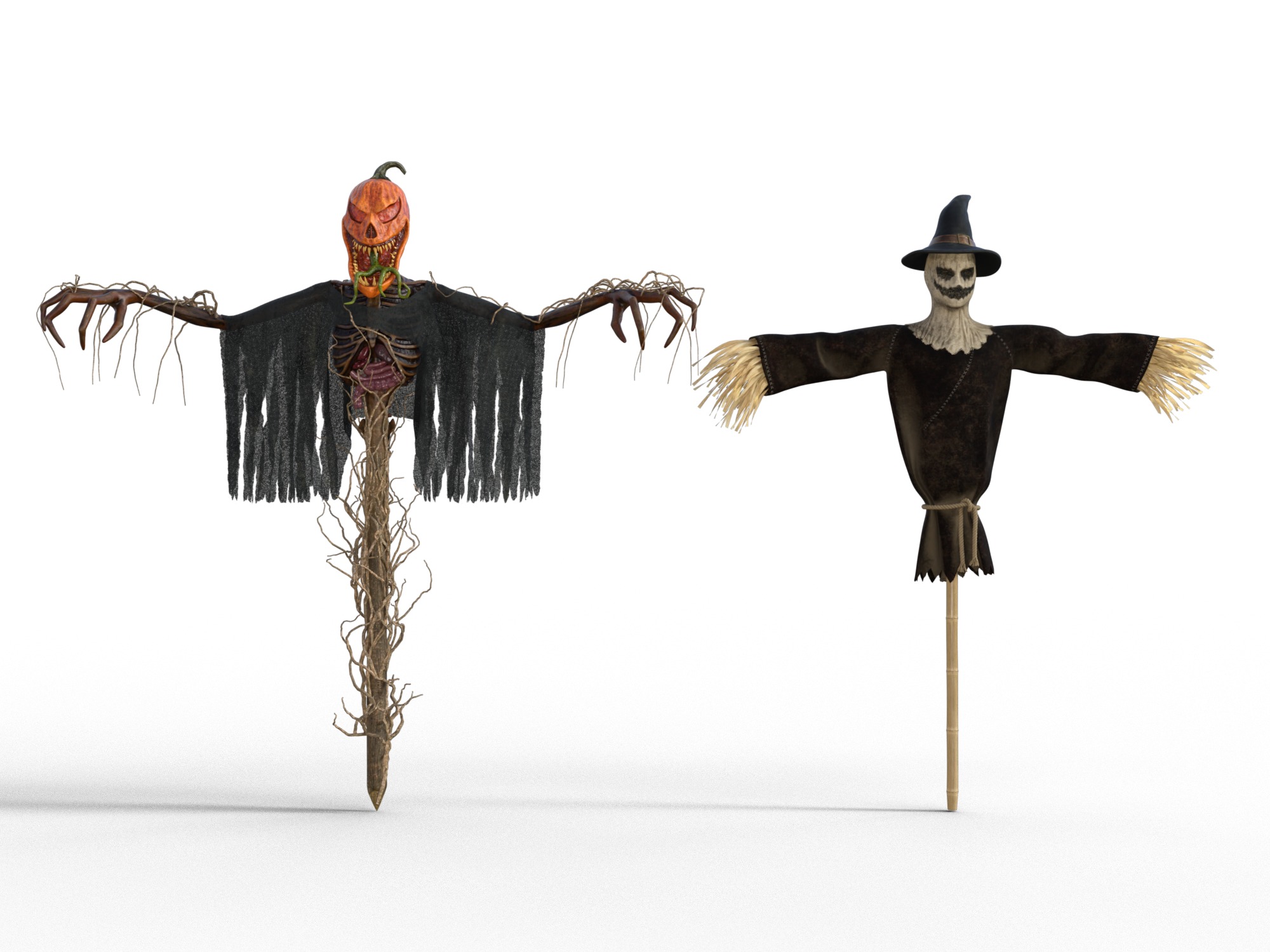 Scarecrow Halloween Low-poly 3D model_1