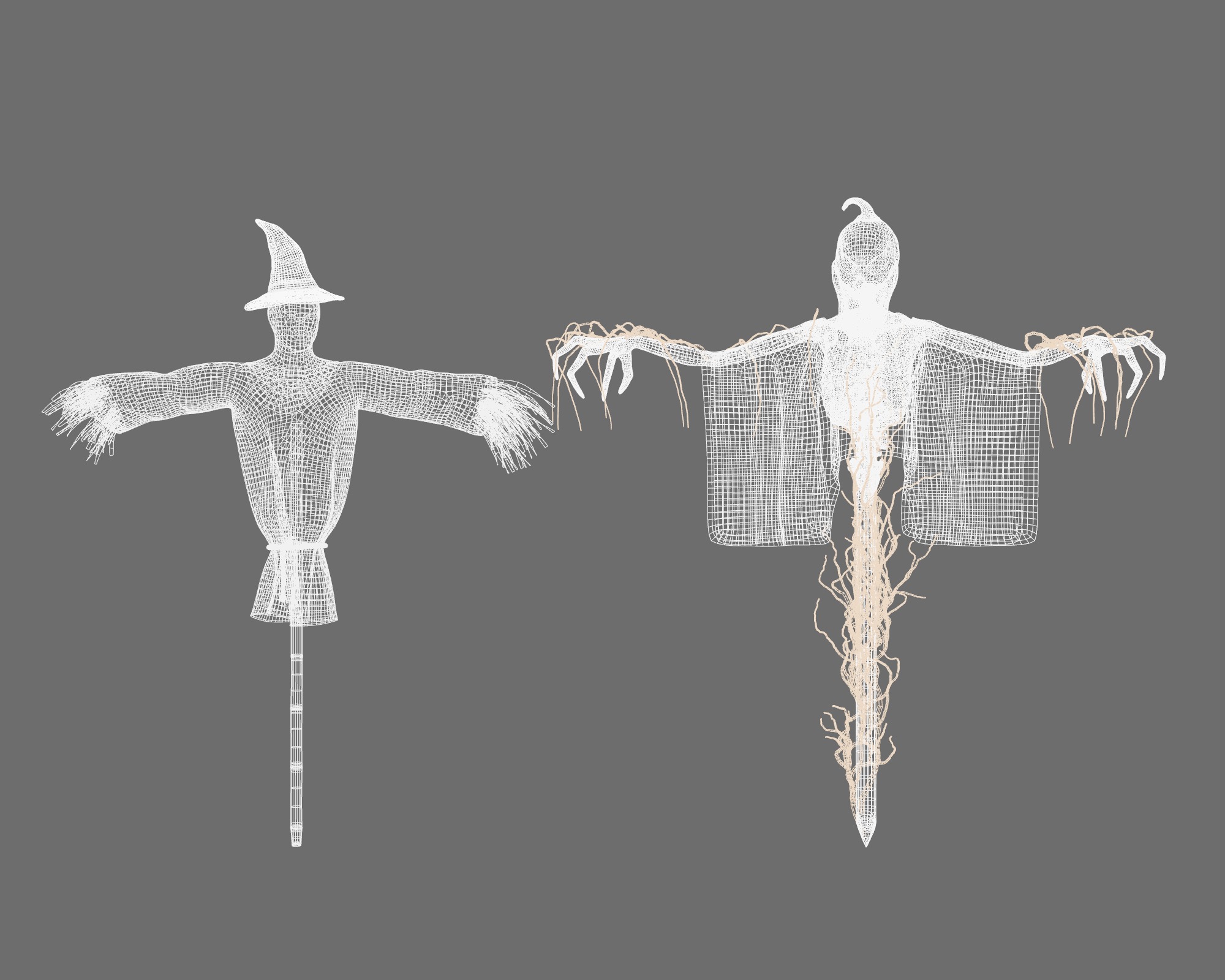 Scarecrow Halloween Low-poly 3D model_14