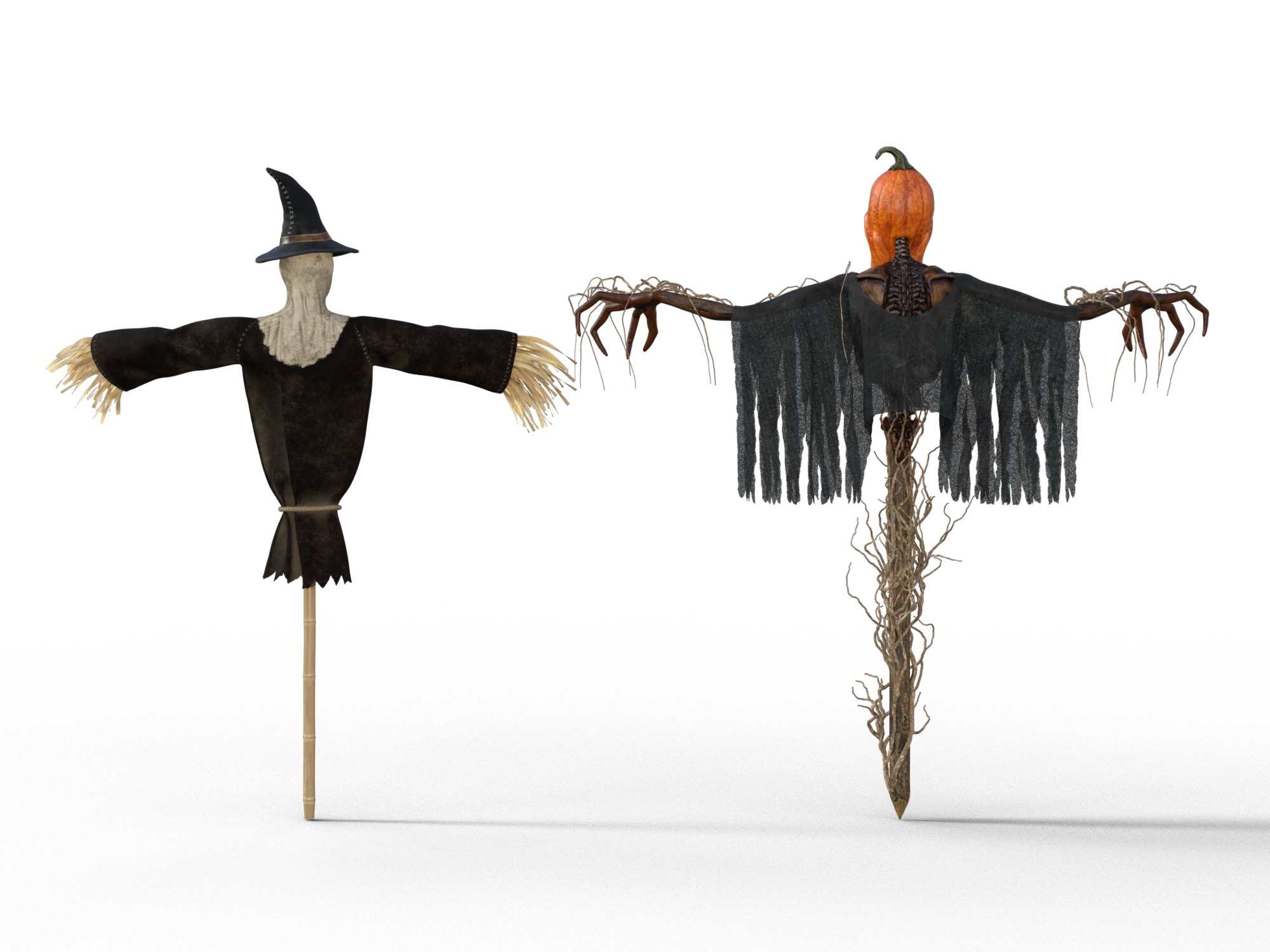 Scarecrow Halloween Low-poly 3D model_2