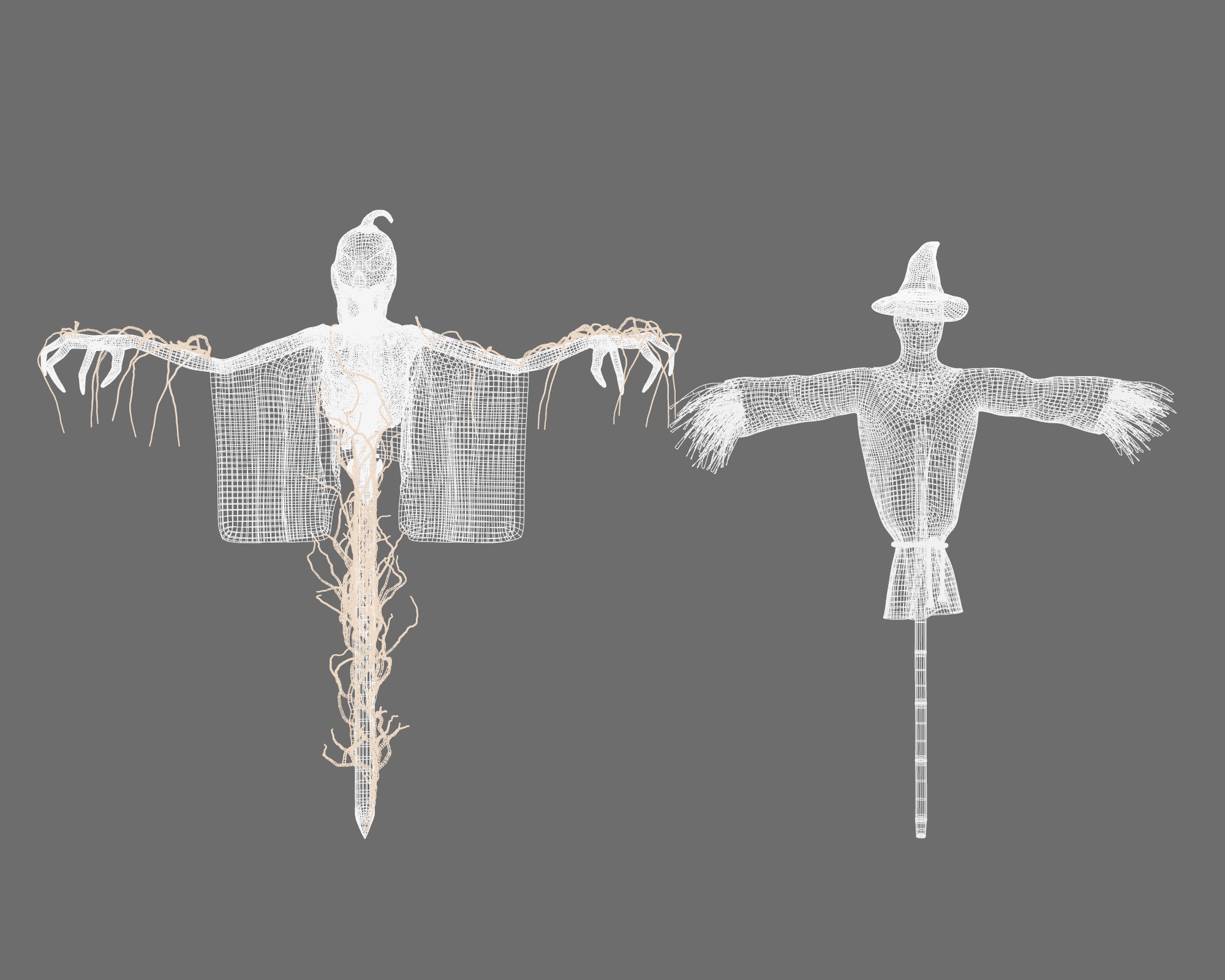 Scarecrow Halloween Low-poly 3D model_13