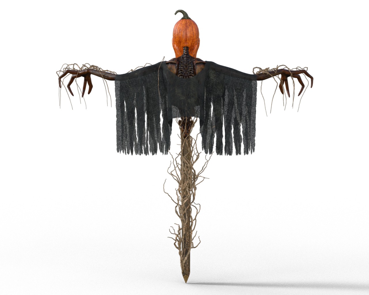 Scarecrow Halloween Low-poly 3D model_9