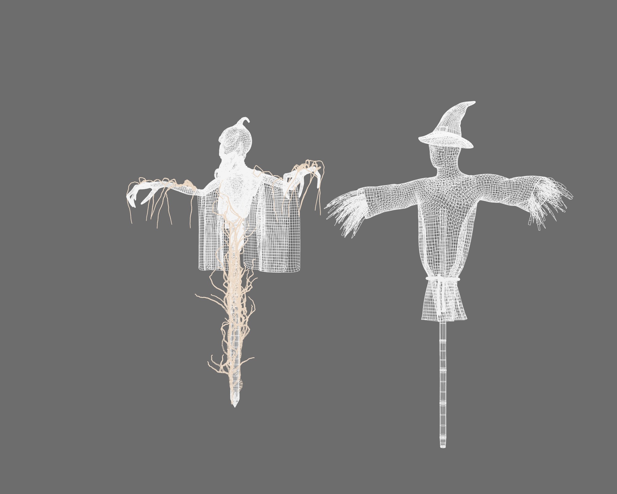 Scarecrow Halloween Low-poly 3D model_15