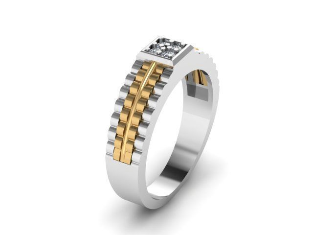 men wedding ring for daimonds 3D print model_4