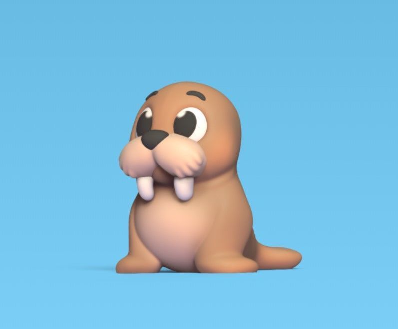 Cute Cartoon Walrus 3D print model_2
