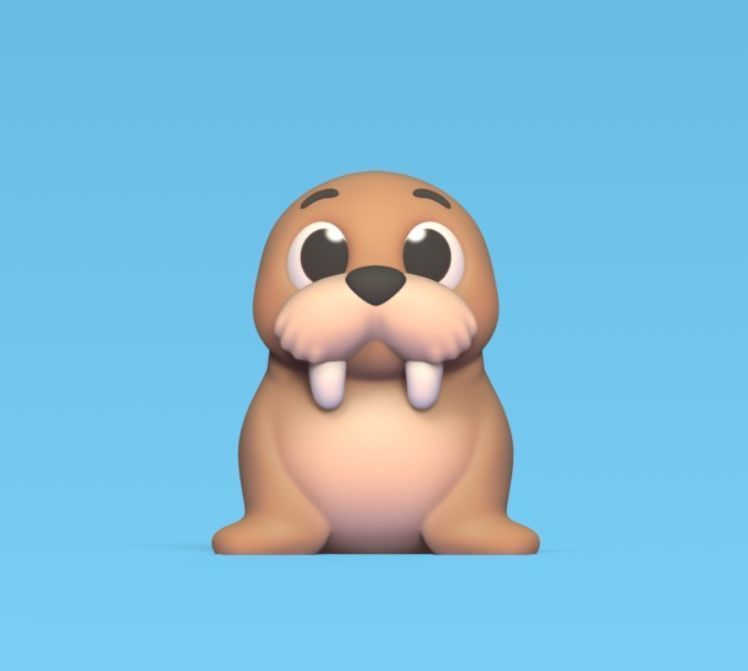 Cute Cartoon Walrus 3D print model_1