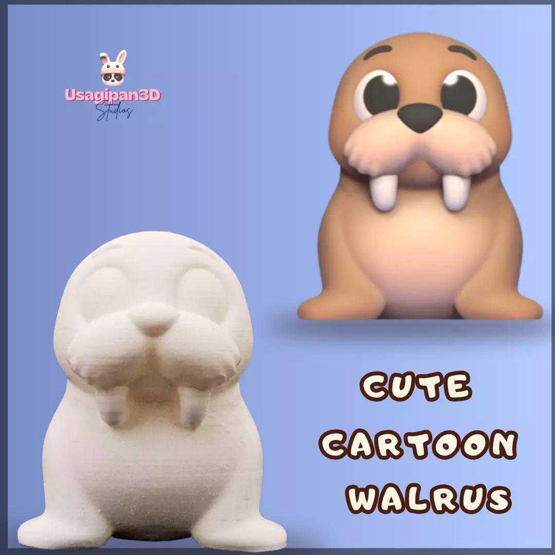 Cute Cartoon Walrus 3D print model_0