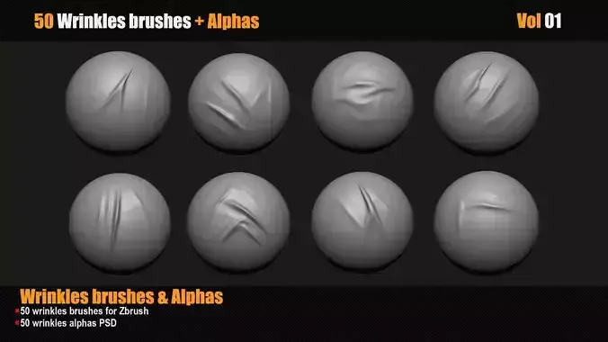 50 Wrinkles Brush for Zbrush