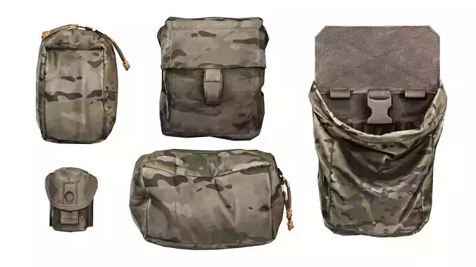 ADA MILITARY POUCHES BUNDLE Low-poly 3D model