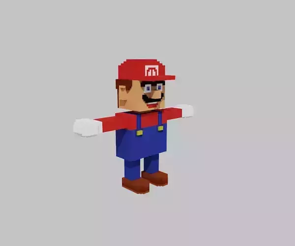 Mario Voxel Low Poly Rigged Game Character
