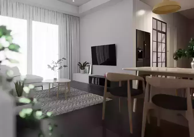 LIVING ROOM AND KITCHEN 