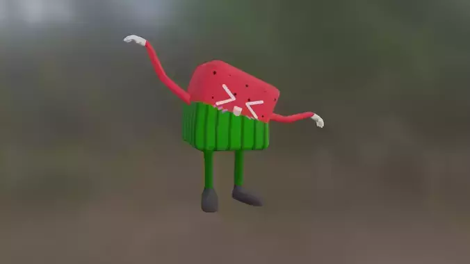 CUBIC WATERMELON Low-poly 3D model
