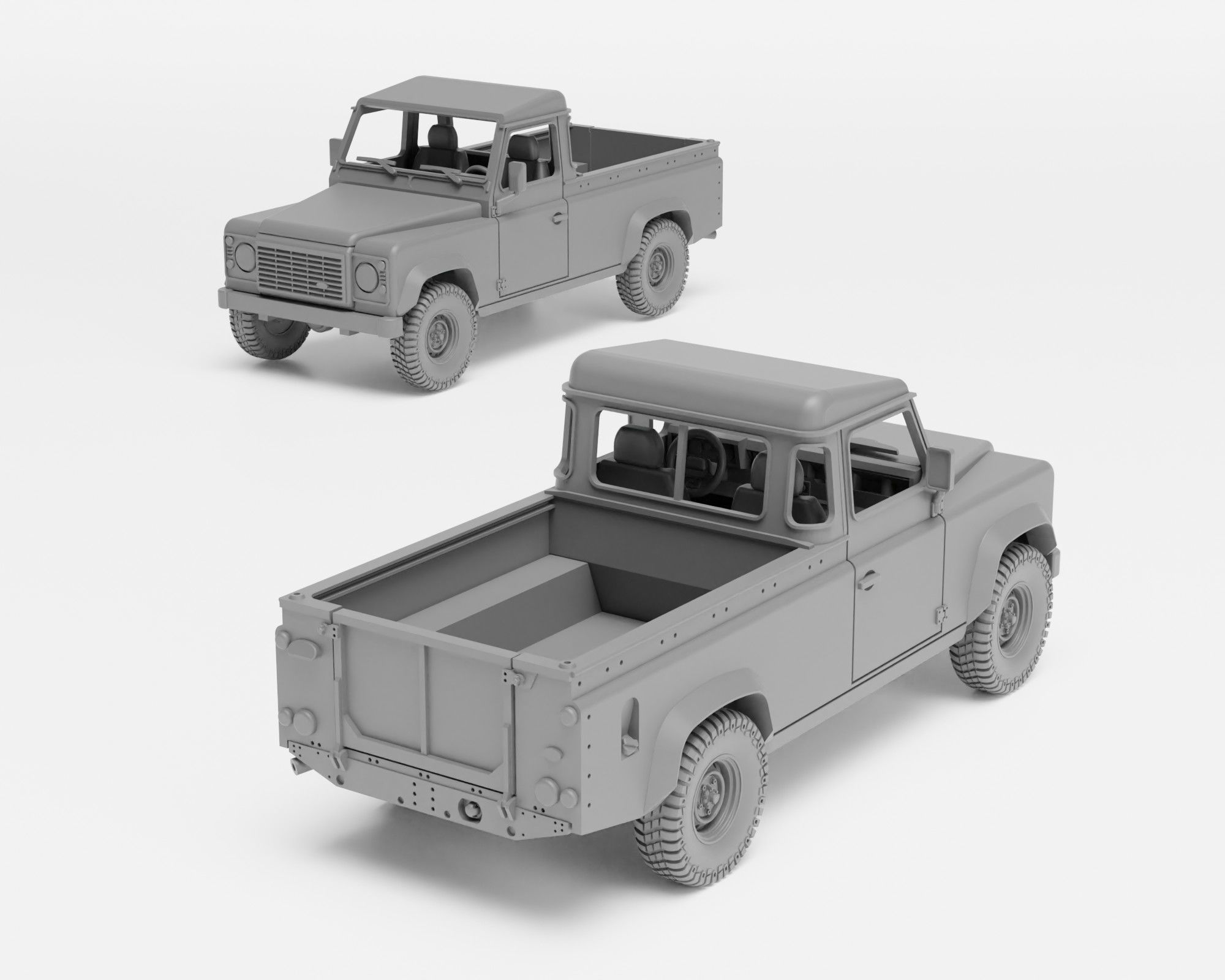 Land Rover Defender 110 Pickup - H0 scale car model kit 3D print model_1