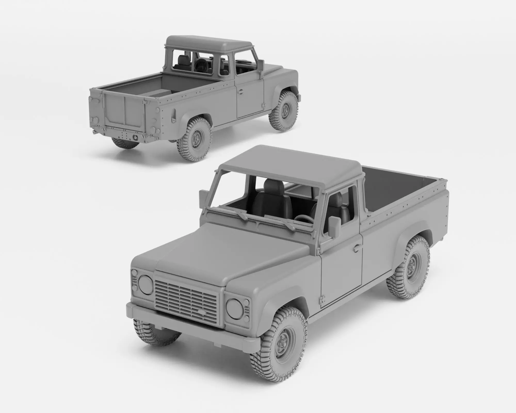 Land Rover Defender 110 Pickup - H0 scale car model kit 3D print model_0