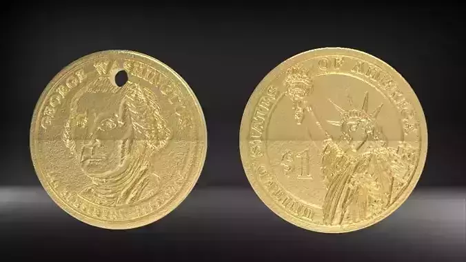 Two Faces Coin Low-poly 3D print model