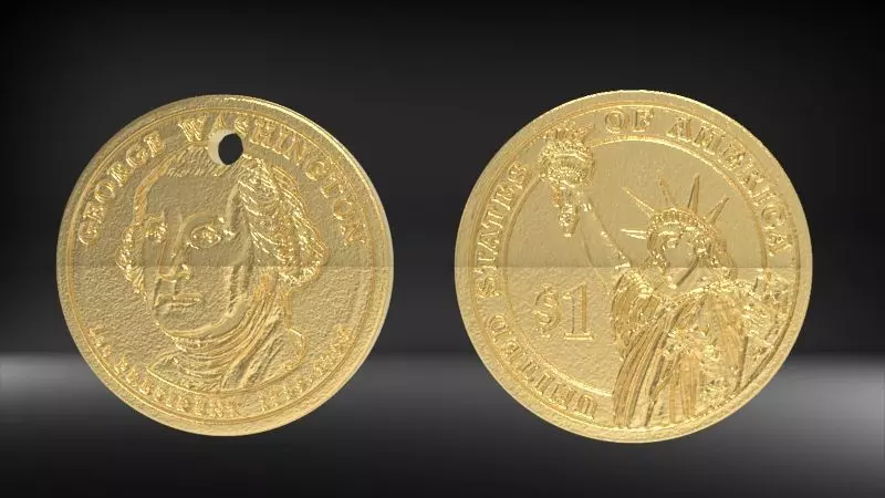 Two Faces Coin Low-poly 3D print model