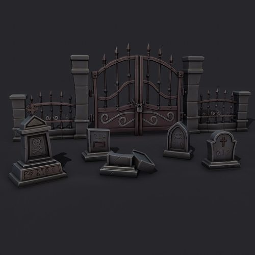 Stylized Graveyard Low-poly 3D model