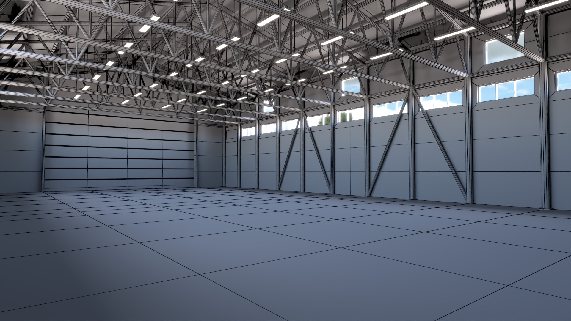 Hangar - Warehouse interior 02 Low-poly 3D model_9