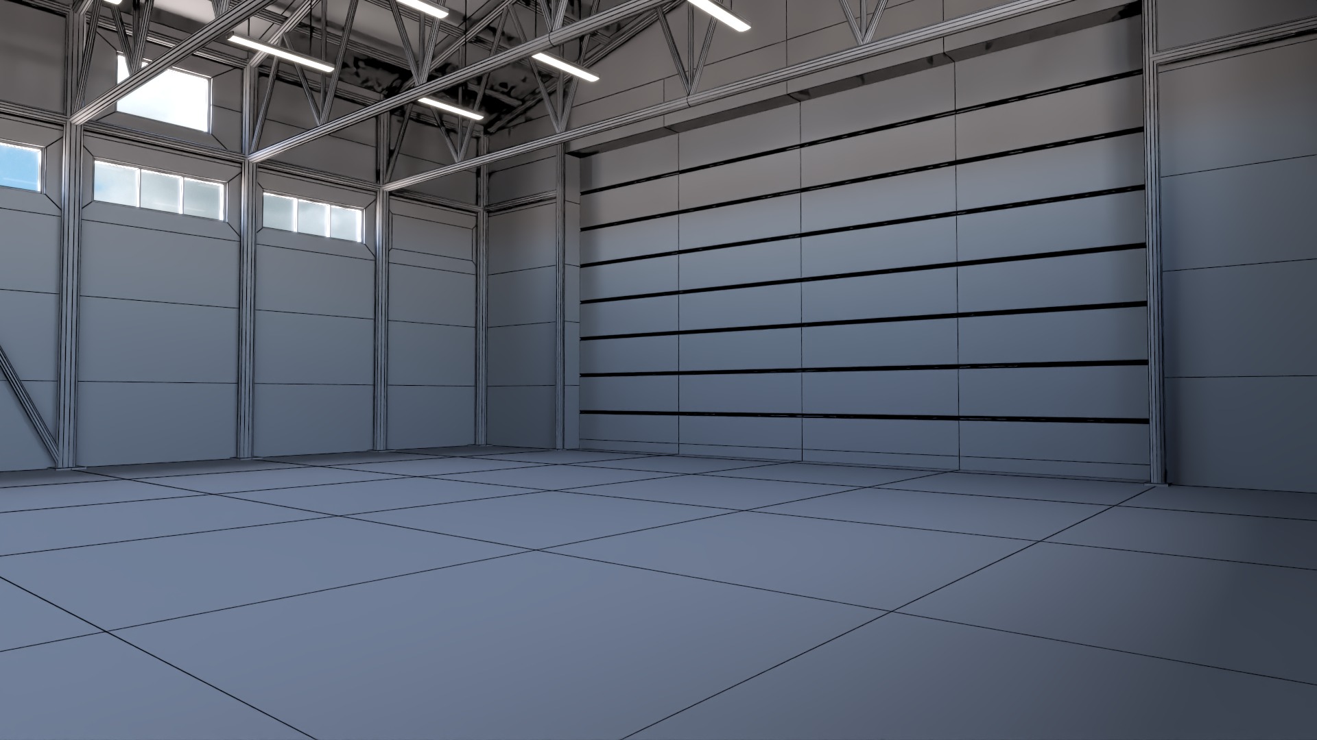 Hangar - Warehouse interior 02 Low-poly 3D model_10