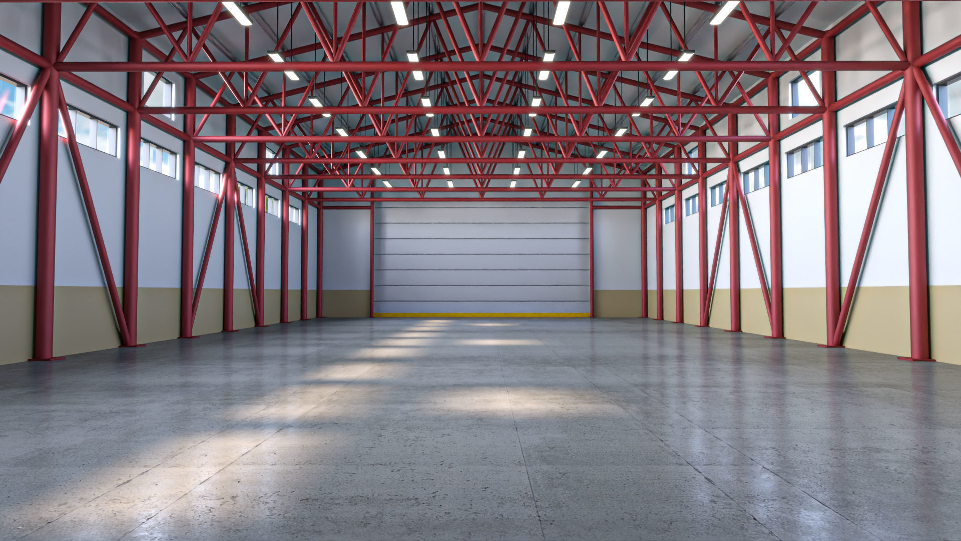 Hangar - Warehouse interior 02 Low-poly 3D model_1