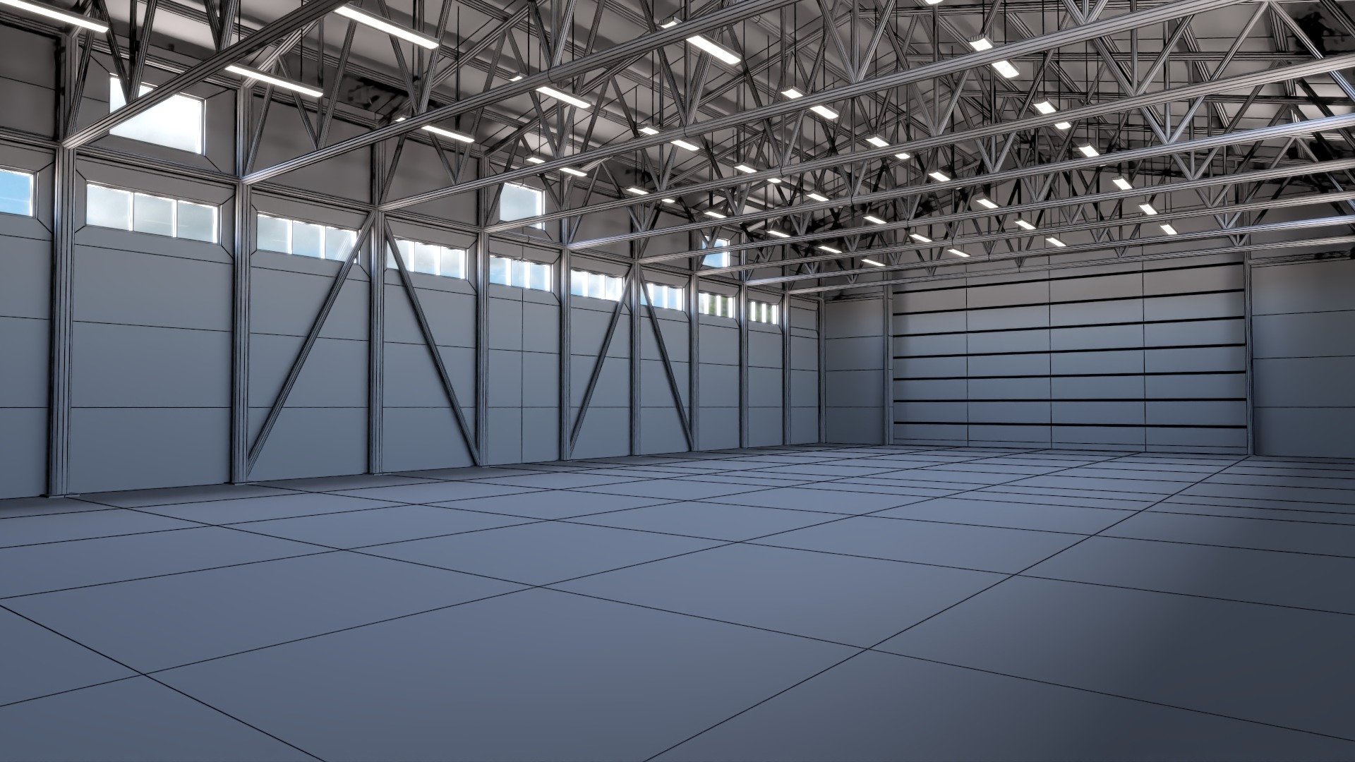 Hangar - Warehouse interior 02 Low-poly 3D model_7