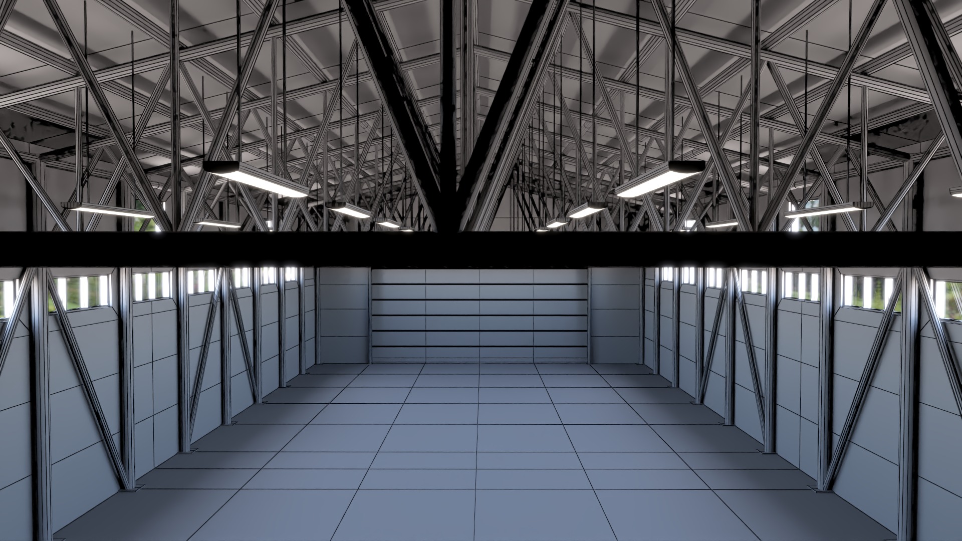 Hangar - Warehouse interior 02 Low-poly 3D model_11
