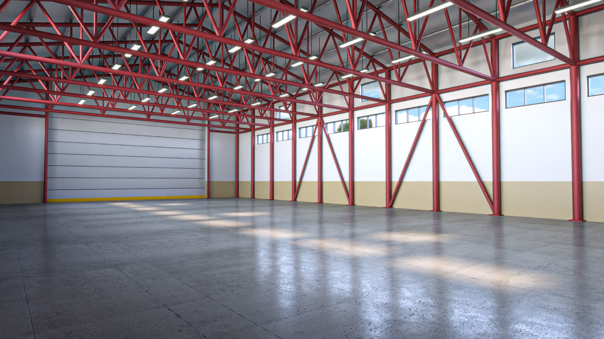Hangar - Warehouse interior 02 Low-poly 3D model_2