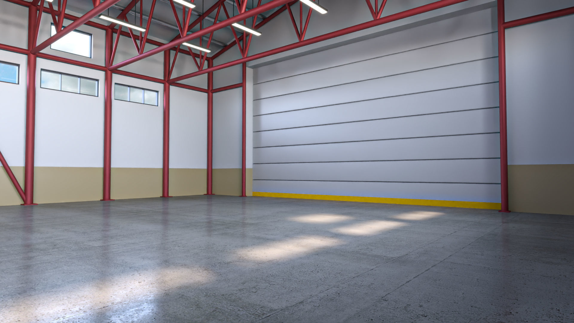 Hangar - Warehouse interior 02 Low-poly 3D model_3