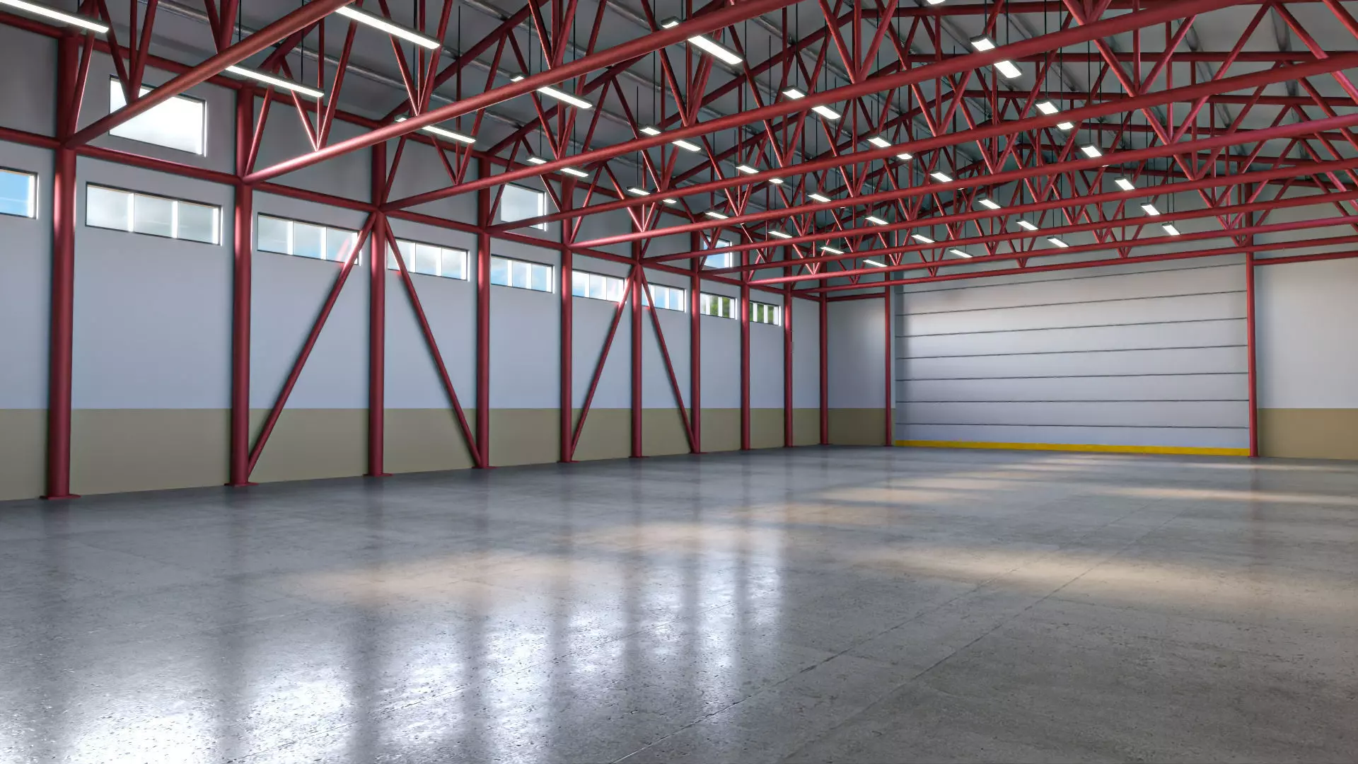 Hangar - Warehouse interior 02 Low-poly 3D model_0