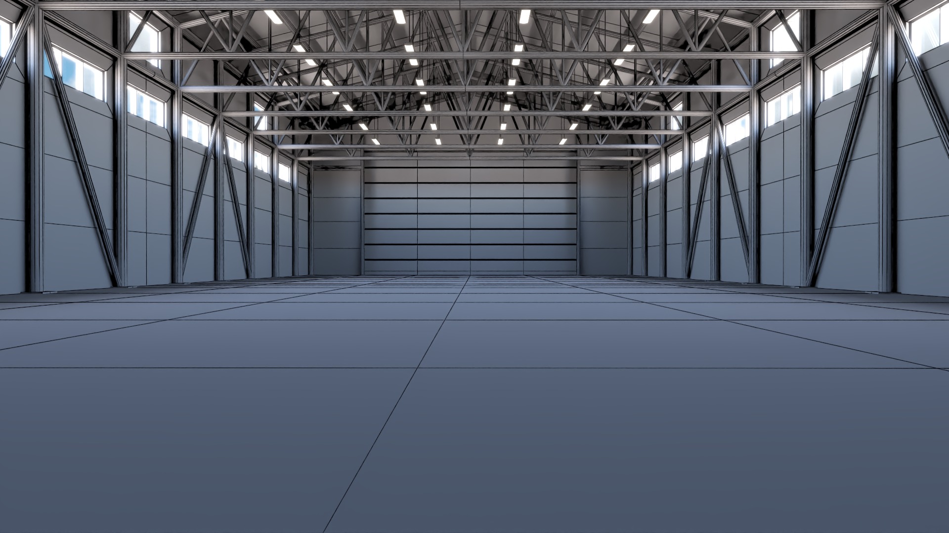 Hangar - Warehouse interior 02 Low-poly 3D model_8