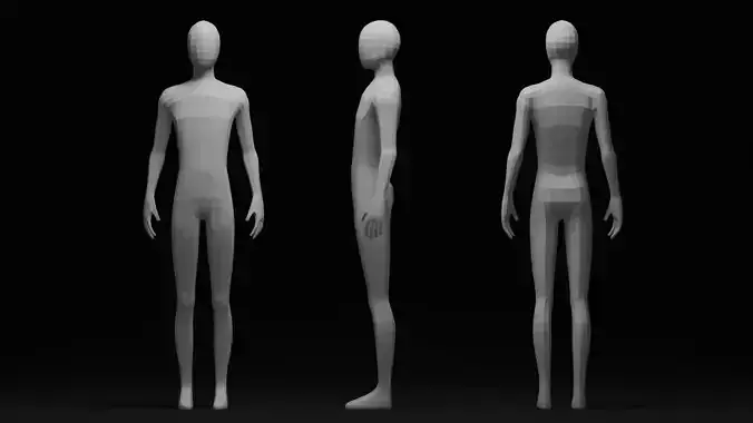 Low Poly Male Body Basemesh UV Unwrapped Low Poly Man Low-poly 3D model