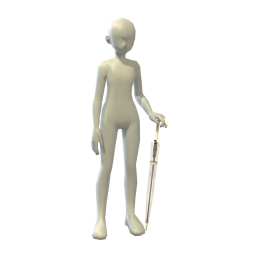 umbrella cane Low-poly 3D model_2