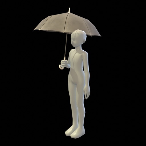 umbrella cane Low-poly 3D model_3