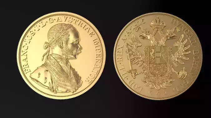 Ducats Gold Coin 3DM STL OBJ model for 3D printing and CNC 3D print model