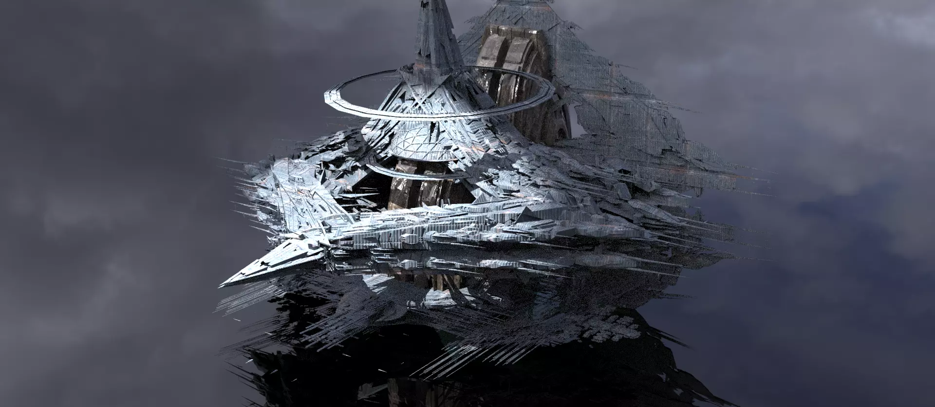 Frozen Ice shard Mountain elite bay 4  Low-poly 3D model_0