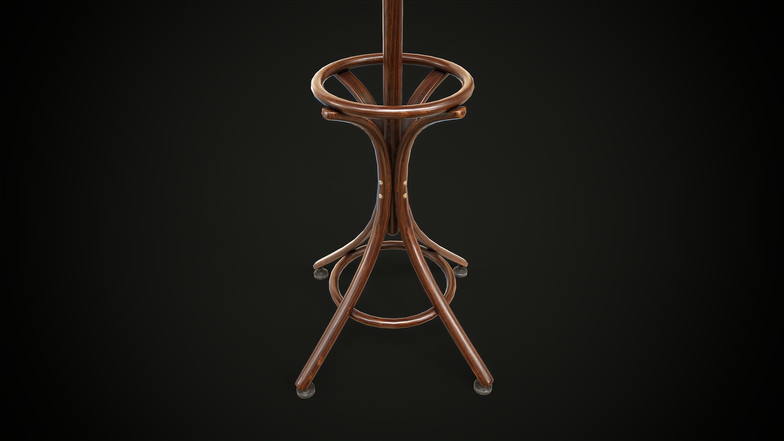 Vintage Wooden Coat Rack Low-poly 3D model_3