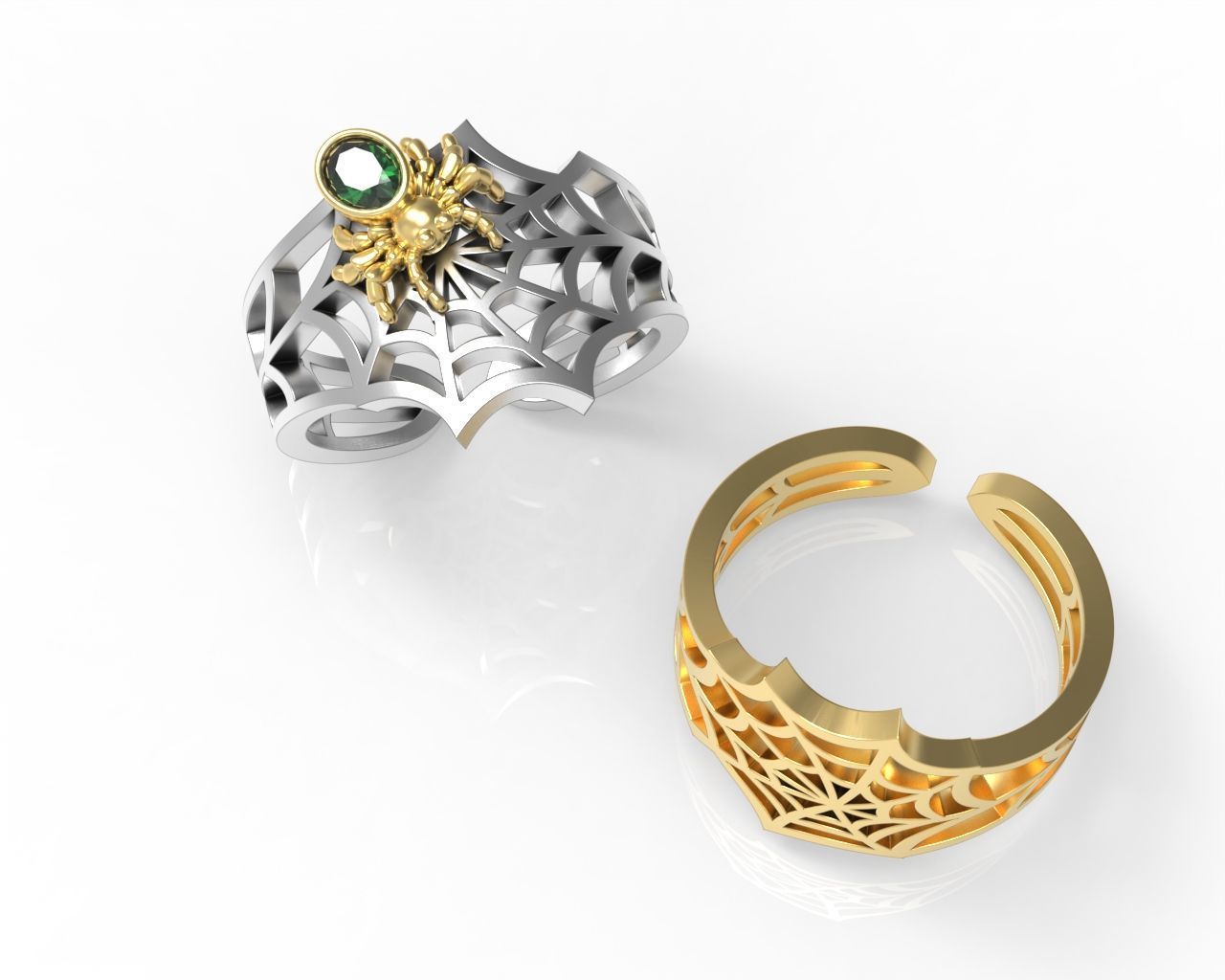 Spider Web Rings 3D print model_2