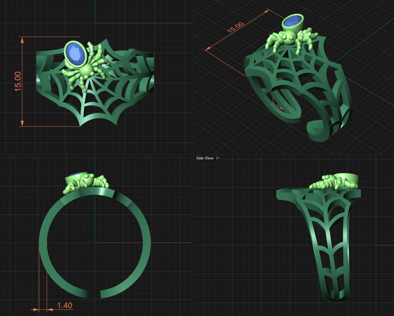 Spider Web Rings 3D print model_1