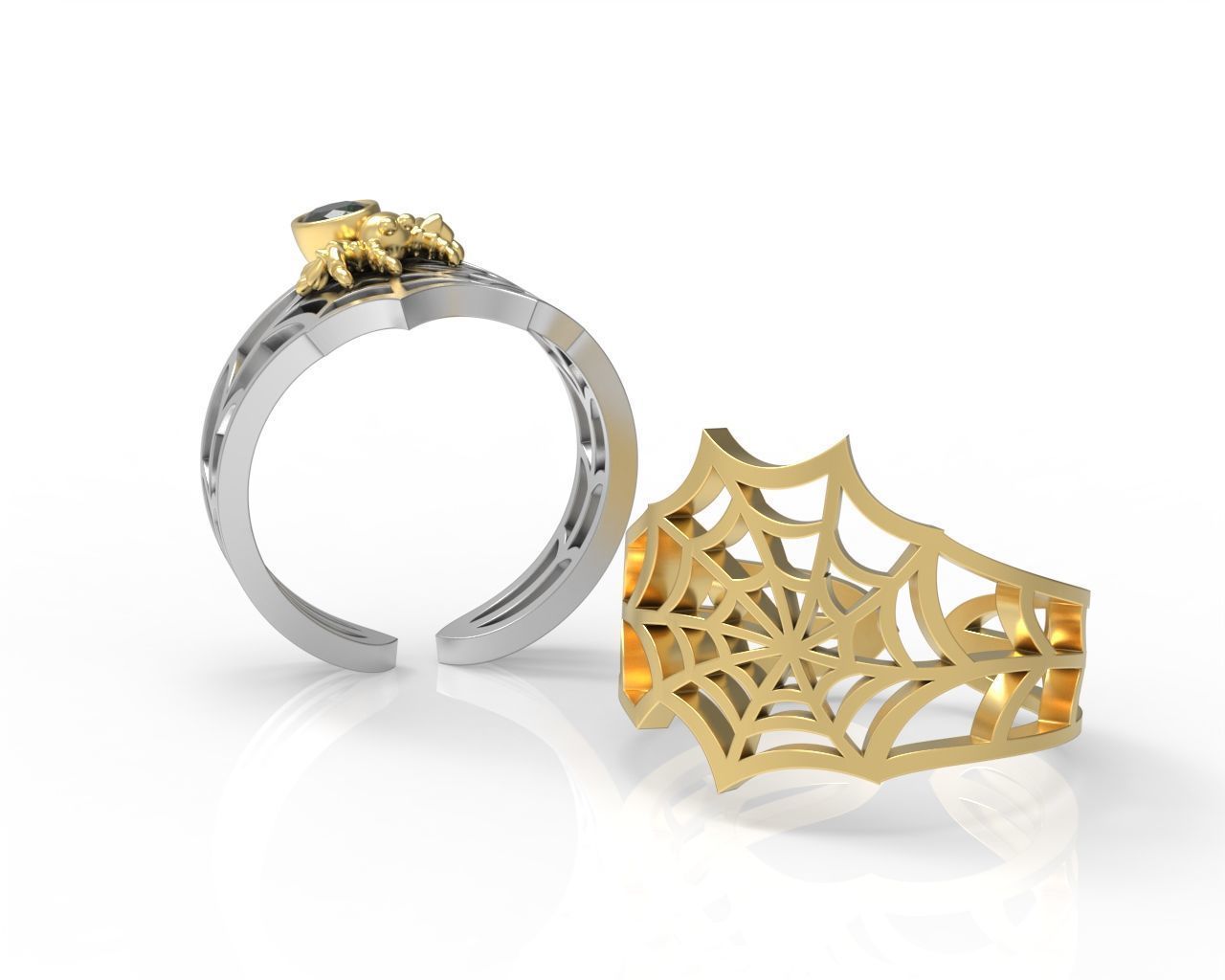 Spider Web Rings 3D print model_4