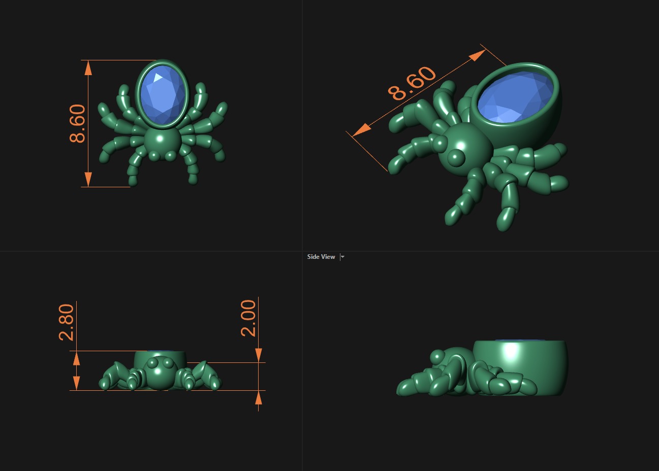 Spider Web Rings 3D print model_3
