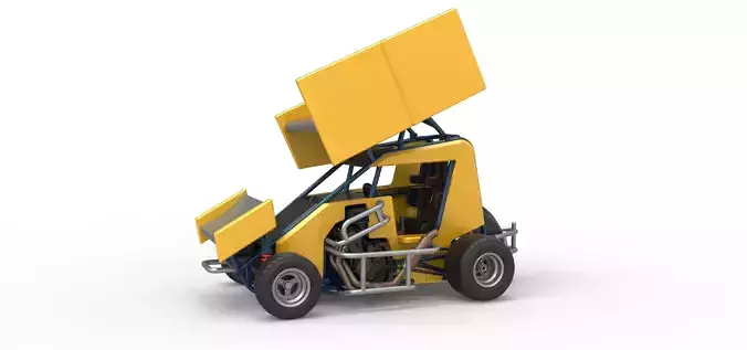 Winged 600 Micro sprint car Scale 1 to 25 3D print model