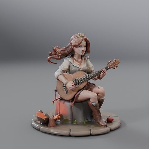 woman bard sculpture 3D model
