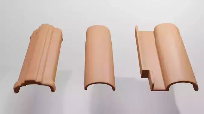 Conjunto com tres telhas de ceramicas