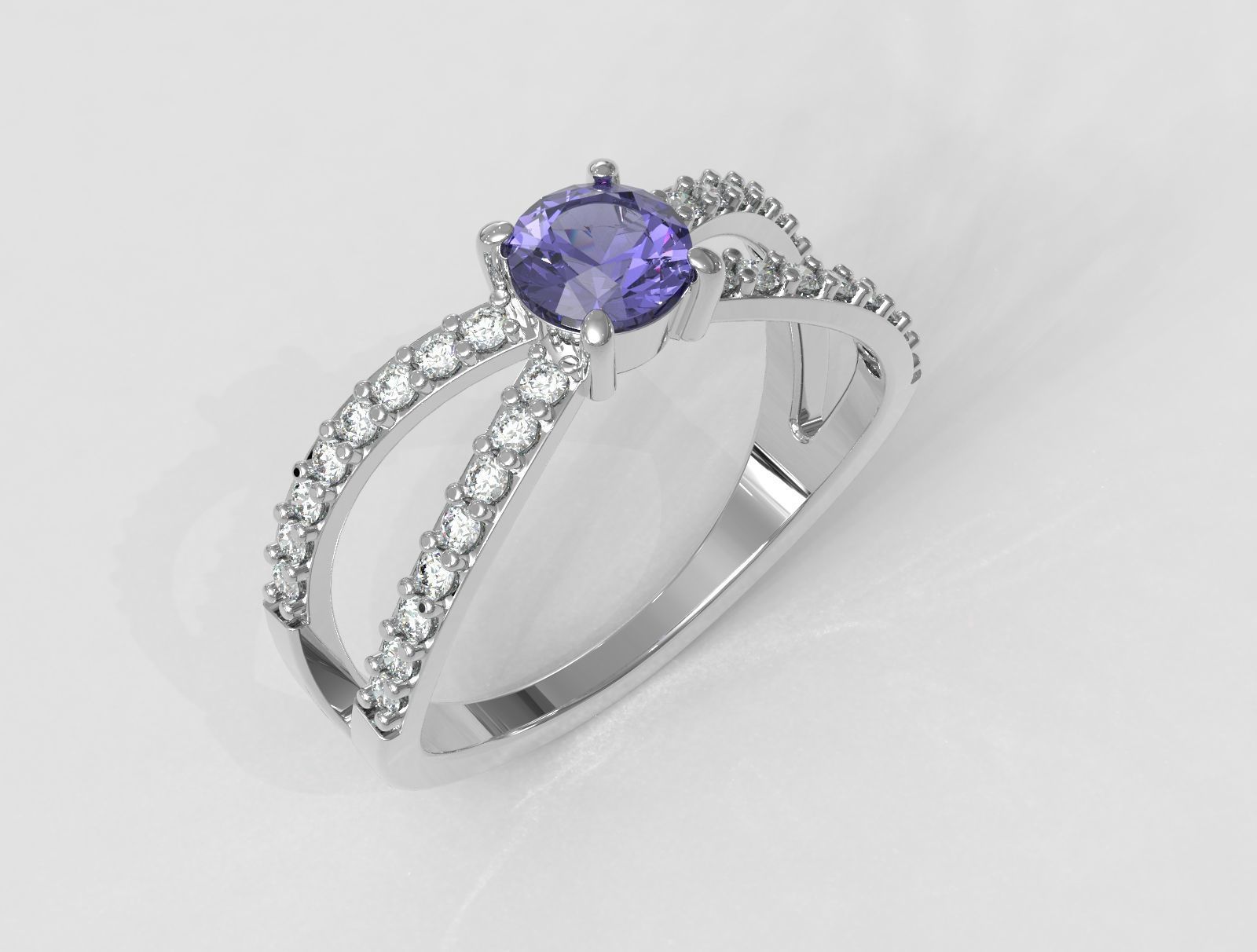 Round Gemstone  Classic Ring 3D print model_1