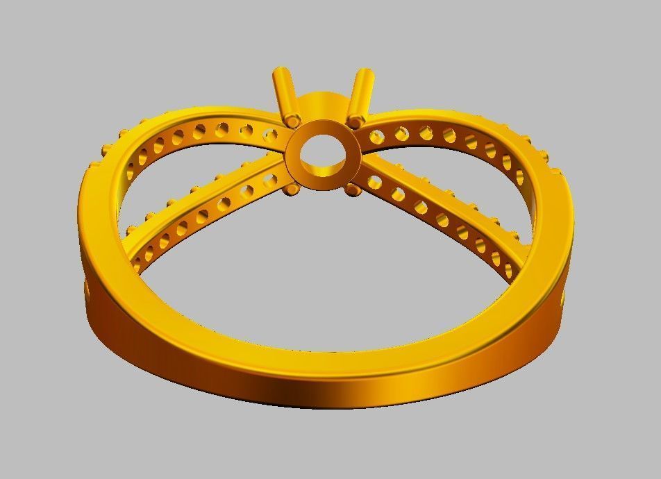 Round Gemstone  Classic Ring 3D print model_24