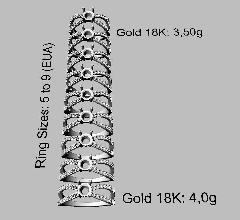 Round Gemstone  Classic Ring 3D print model_4