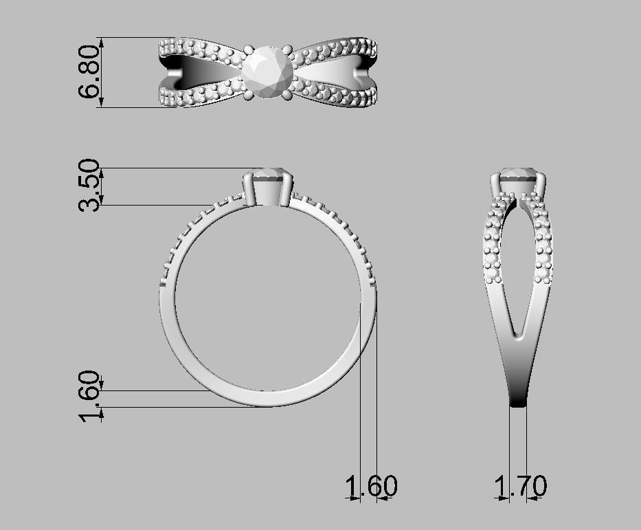 Round Gemstone  Classic Ring 3D print model_3