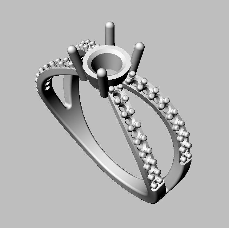 Round Gemstone  Classic Ring 3D print model_7
