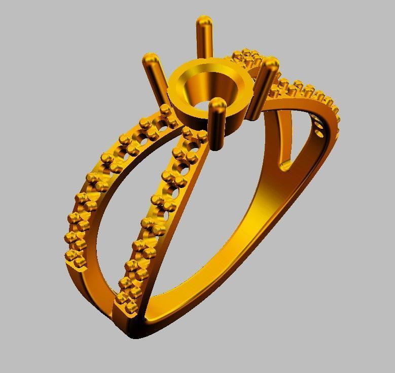 Round Gemstone  Classic Ring 3D print model_22