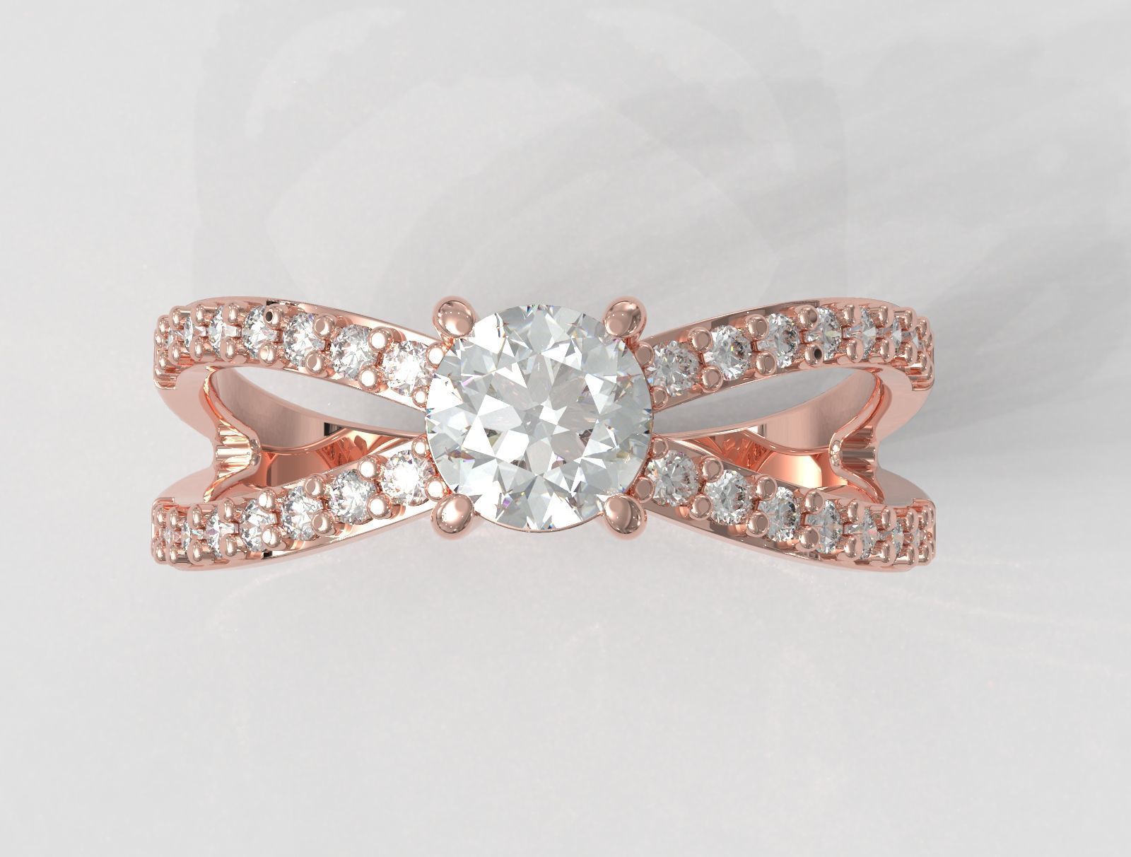 Round Gemstone  Classic Ring 3D print model_2